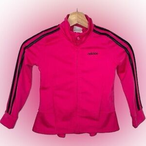 Adidas Youth Girls Sz 4T Long Sleeve Track Jacket Full Zip Pink Black Activewear